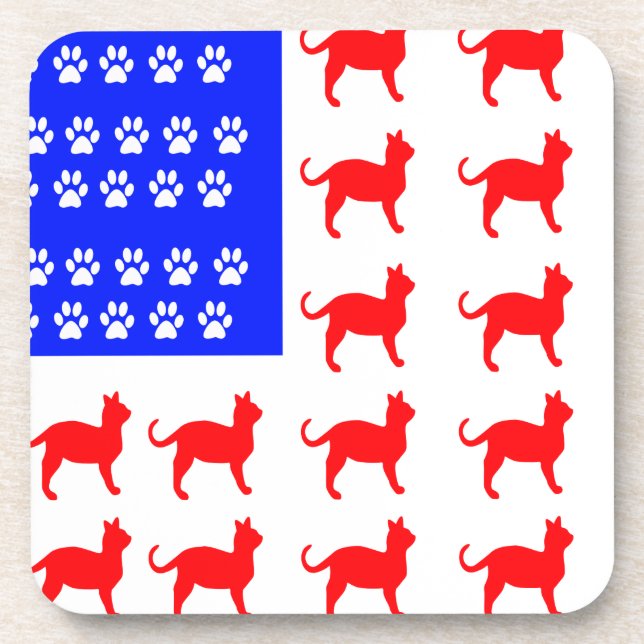 Cat + Paw Flag Coaster (Front)