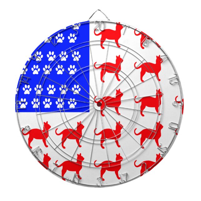 Cat + Paw Flag Dartboard (Front)