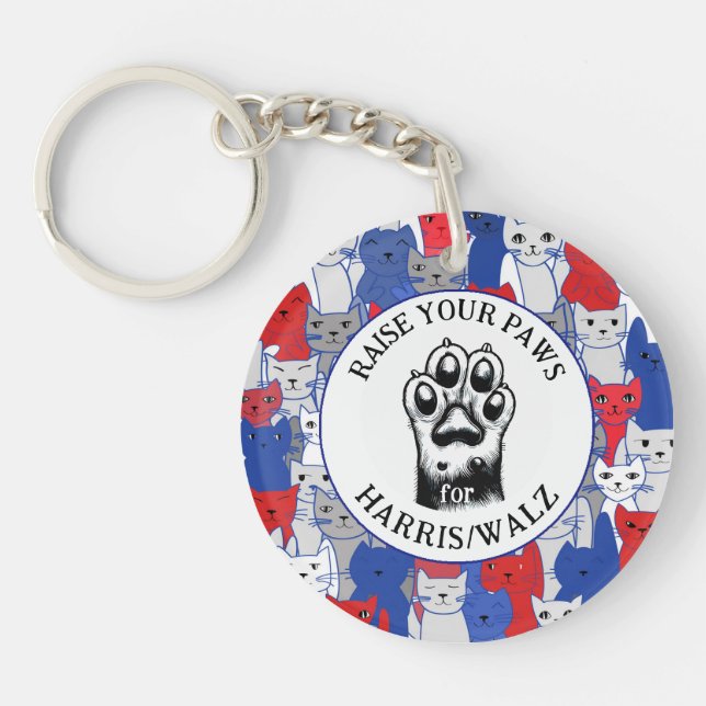 Cat Paw for Harris/Walz Design  Key Ring (Front)