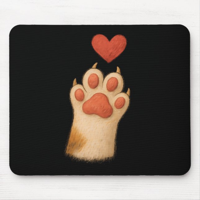 Cat-paw Heart - Cute Draw Pet And Love Gesture  Mouse Mat (Front)