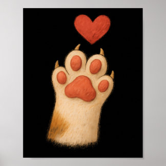 Cat-paw Heart - Cute Draw Pet And Love Gesture  Poster