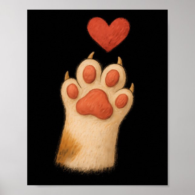 Cat-paw Heart - Cute Draw Pet And Love Gesture  Poster (Front)