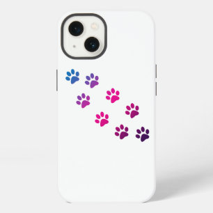 Cat Paw Pattern Pink Blue Purple iPhone 13 Case
