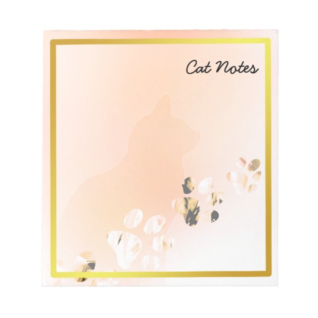 Cat Paw Personalise Orange Prints For Cat Lovers Notepad (Front)