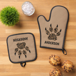 Cat Paw Personalised Oven Mitt & Pot Holder Set
