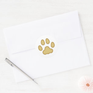 Cat Paw Print Animal Themed (Tan) Classic Round Sticker