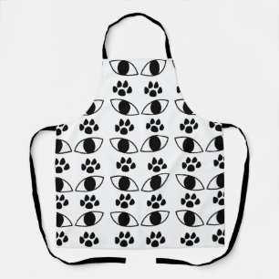 Cat Paw Print Black and White      Apron