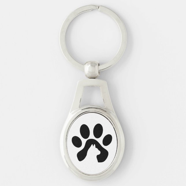 Cat paw print keychain, gift idea  key ring (Front)