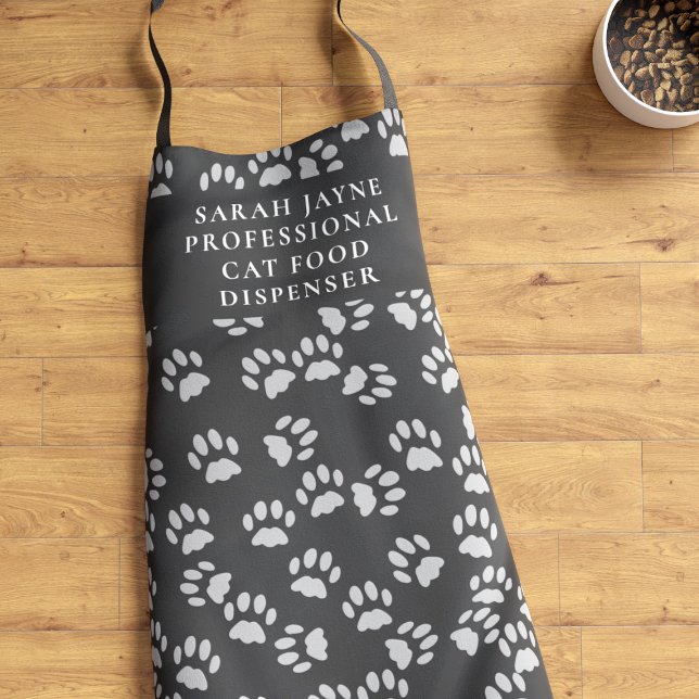Cat Paw Print Pattern Funny Pet Lover's Apron (Available in 3 sizes)