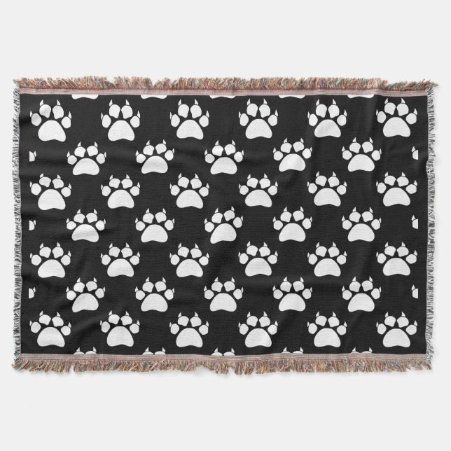 Cat Paw Print Pattern Throw Blanket (Front)