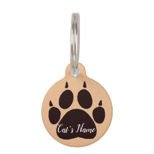 Cat Paw Print With Custom Name Pet ID Tag