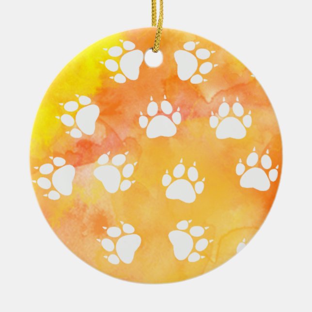 Cat Paw Prints Ceramic Tree Decoration (Front)