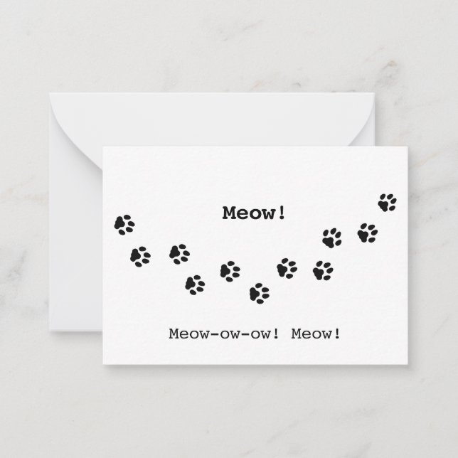 Cat Paw Prints Fun Animal Lover's Customisable Card (Front)