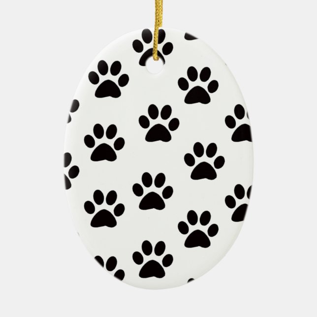 Cat Paw Prints Oval Ornament (Front)