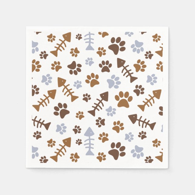 Cat Paw Prints Pattern Napkin (Front)