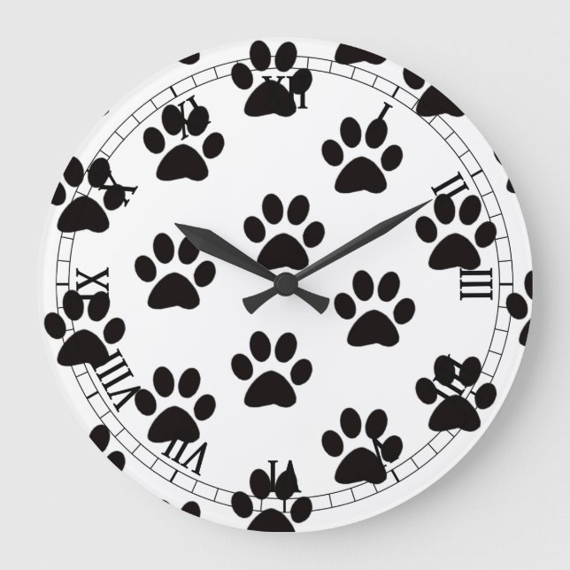 Cat Paw Prints Roman Numeral Clock (Front)