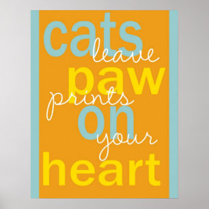Cat paw prints saying poster