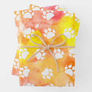 Cat Paw Prints Wrapping Paper Sheet