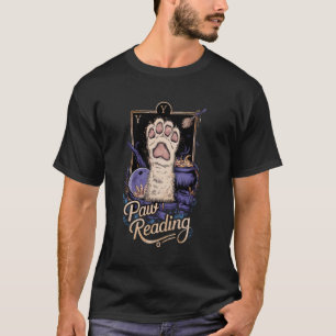 Cat Paw Reading Tarot Card Crescent Moon Witch Cat T-Shirt