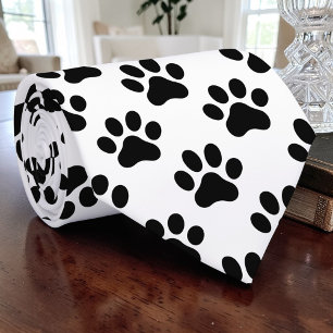 Cat Paw Retro Black and White Custom Tie