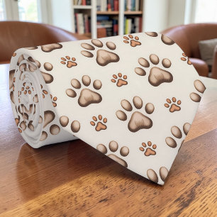 Cat Paw Retro Neutral Coloured Custom Tie