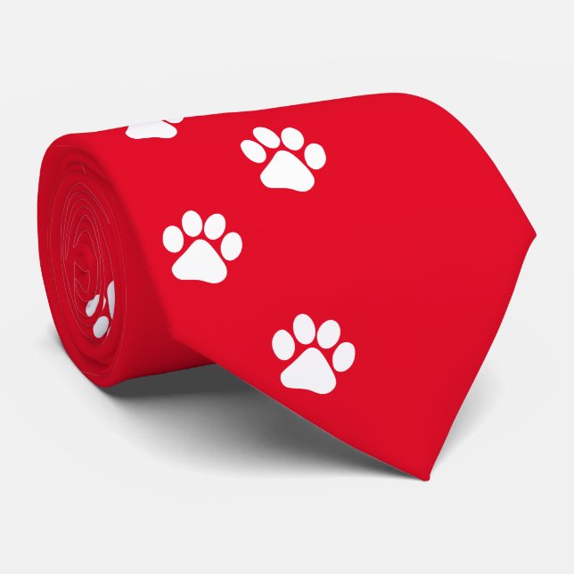 Cat Paw Trace Pattern Customisable Tie (Rolled)