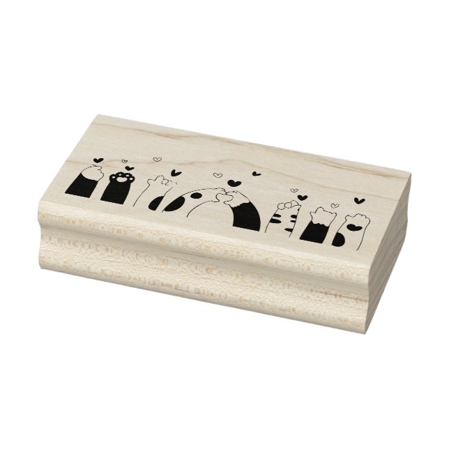 Cat Paws and Hearts  Rubber Stamp (Stamp)