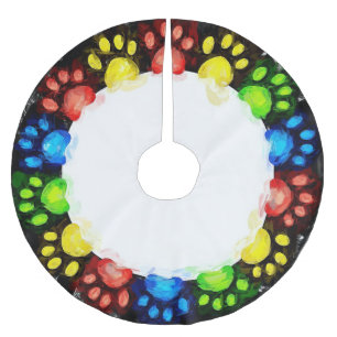 Cat Paws Circle Brushed Polyester Tree Skirt