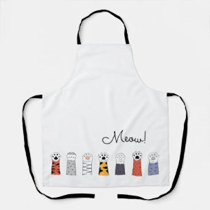 Cat Paws MEOW! Pet Lovers Colourful Cats Modern Fu Apron