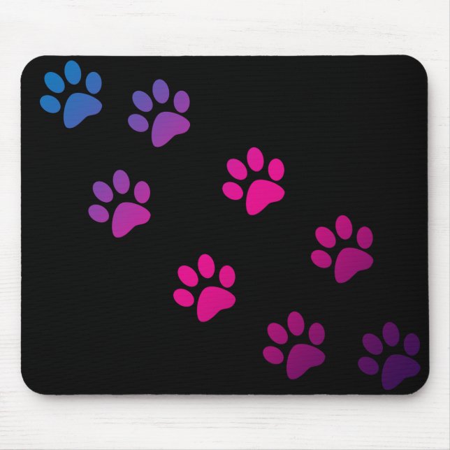 Cat Paws Pink Blue Purple Ombre Black Cute Mouse Mat (Front)