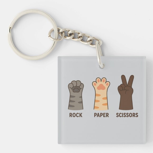 Cat Paws Rock Paper Scissors Key Ring (Front)