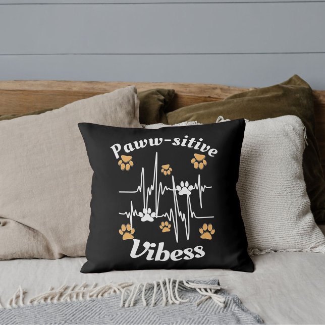 Cat Paws Vibes Cuddles On Cute Modern Funny Black Cushion (Creator Uploaded)