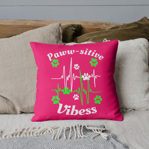 Cat Paws Vibes Cuddles On Cute Modern Funny Pink Cushion