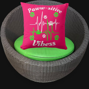 Cat Paws Vibes Cuddles On Cute Modern Funny Pink Cushion
