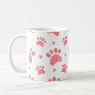 Cat Paws Watercolor Pattern Coffee Mug