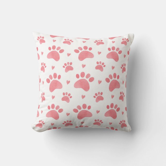 Cat Paws Watercolor Pattern Cushion (Front)