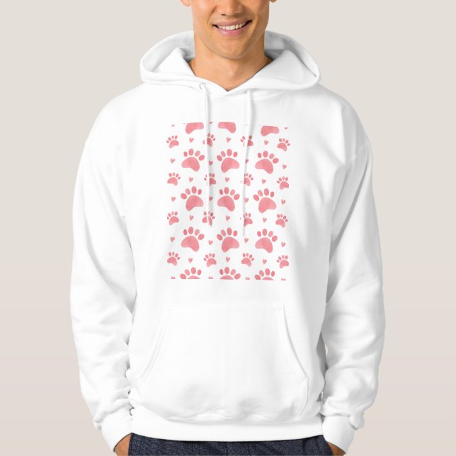 Cat Paws Watercolor Pattern Hoodie (Front)