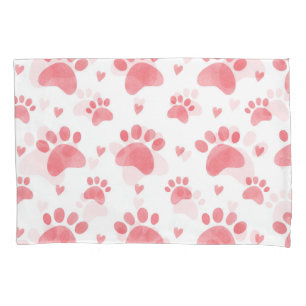 Cat Paws Watercolor Pattern Pillowcase