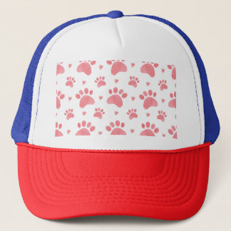 Cat Paws Watercolor Pattern Trucker Hat