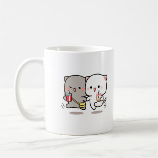 Cat peach and goma muchi coffee mug