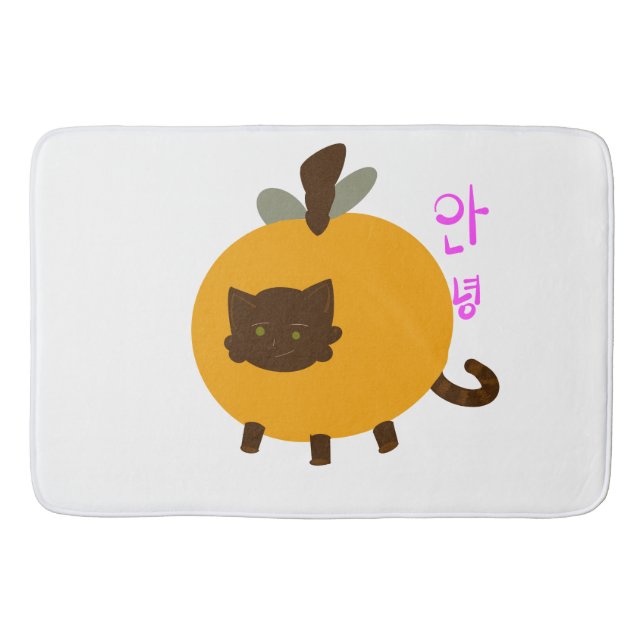 Cat-Peach: Korean Greetings Bath Mat (Front)