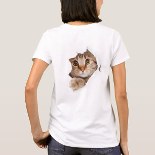 Cat Peeking Through Back of T-Shirt