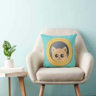 Cat Peeping Through Boat Porthole Cushion