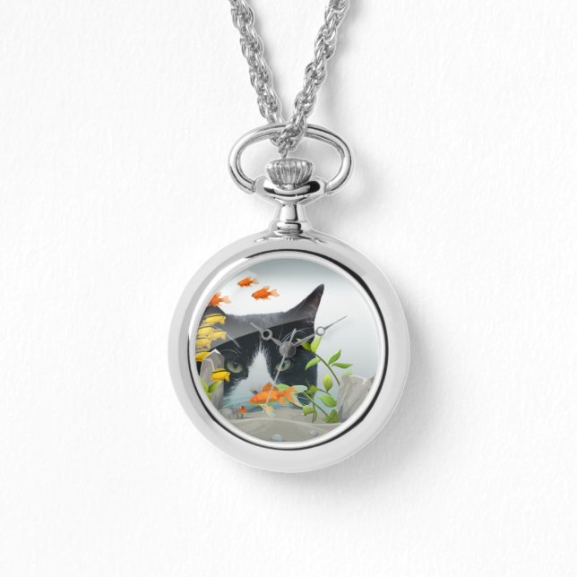 Cat Peering in Fish Tank Watch (Front)