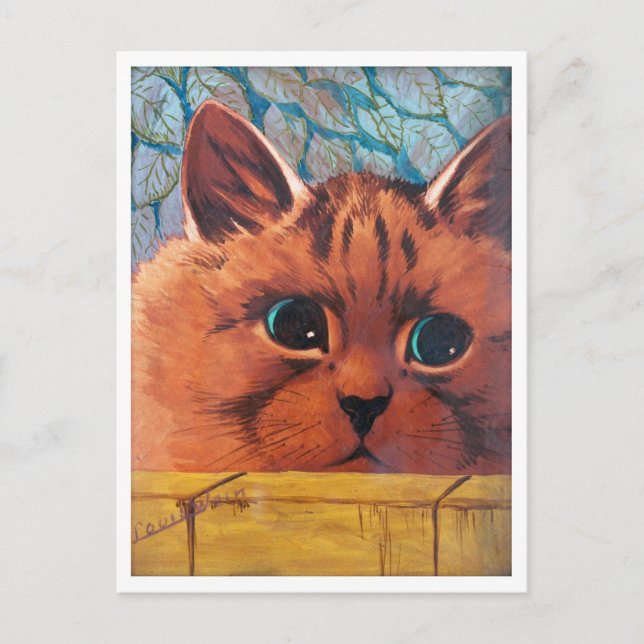 Cat Peering Over Wall, Louis Wain Postcard (Front)