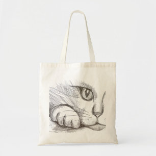 Cat Pencil Drawing Tote Bag