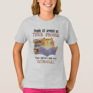 Cat People Sit On Their Phone Antisocial Cat Lover T-Shirt