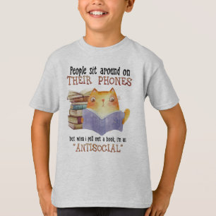 Cat People Sit On Their Phone Antisocial Cat Lover T-Shirt