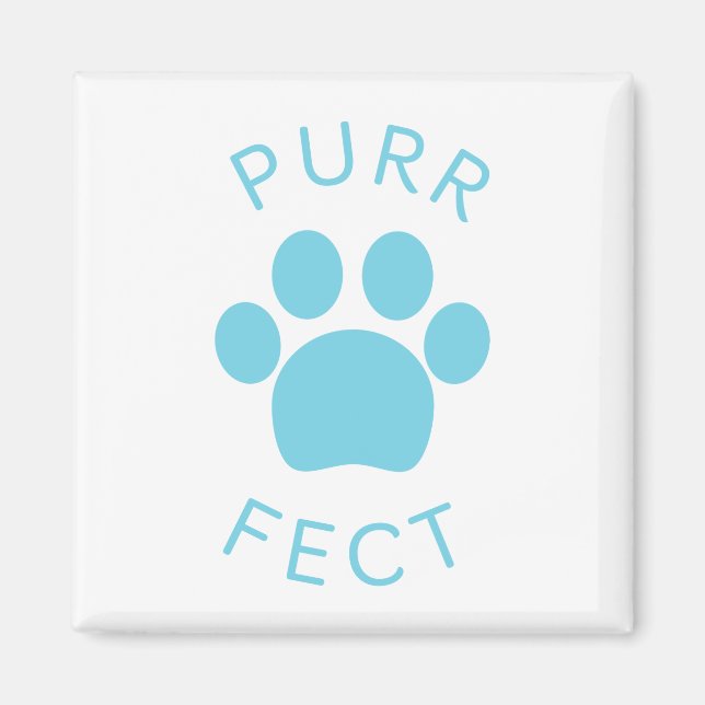 Cat Perfect Blue Purr Paw Print Magnet (Front)