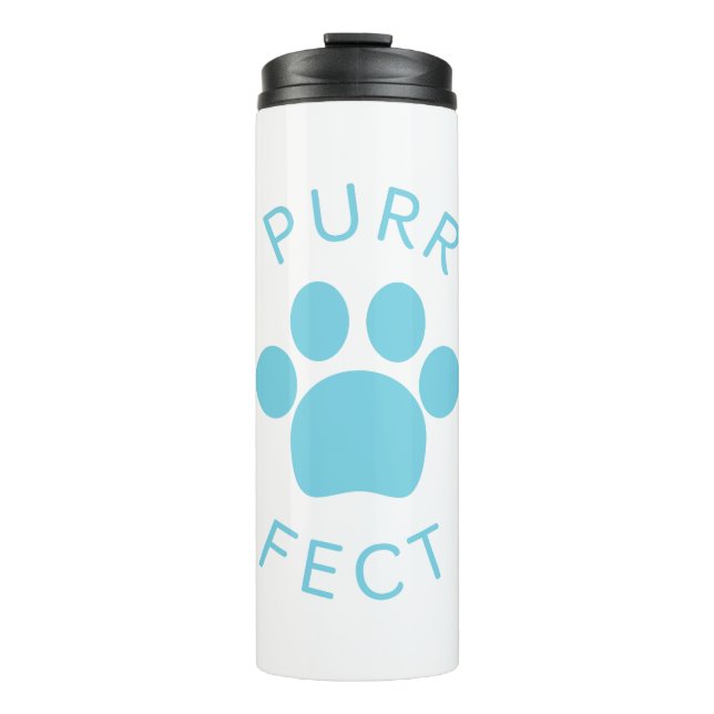 Cat Perfect Blue Purr Paw Print Thermal Tumbler (Front)